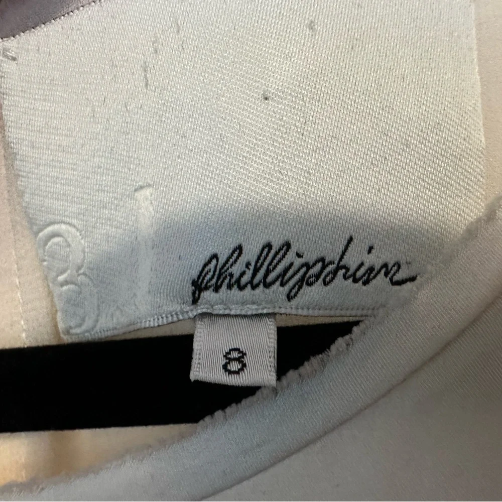 3.1 Phillip Lim cream and navy silk mini dress with black floral overlay- size 8 - Picture 9 of 12